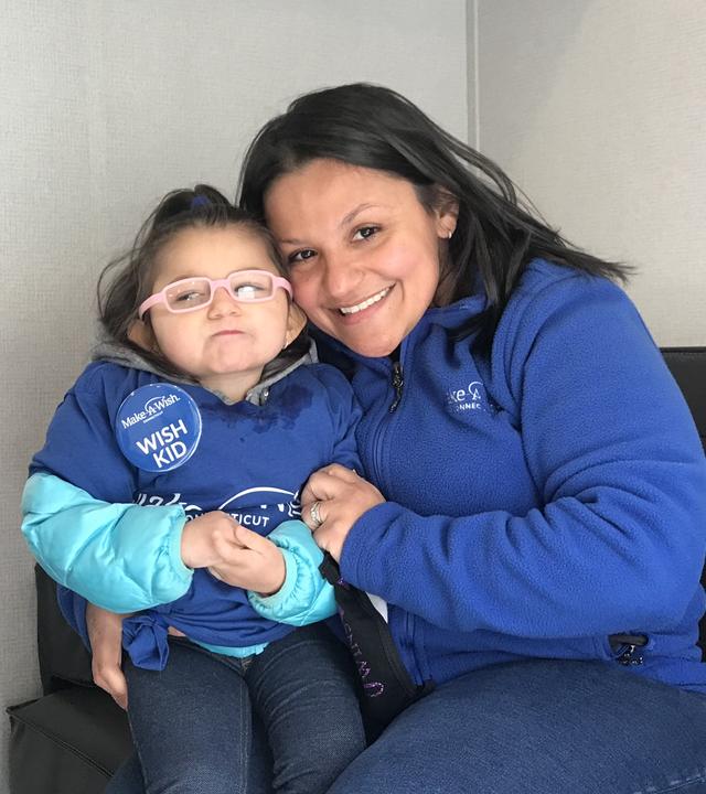 Grace in camper with mom